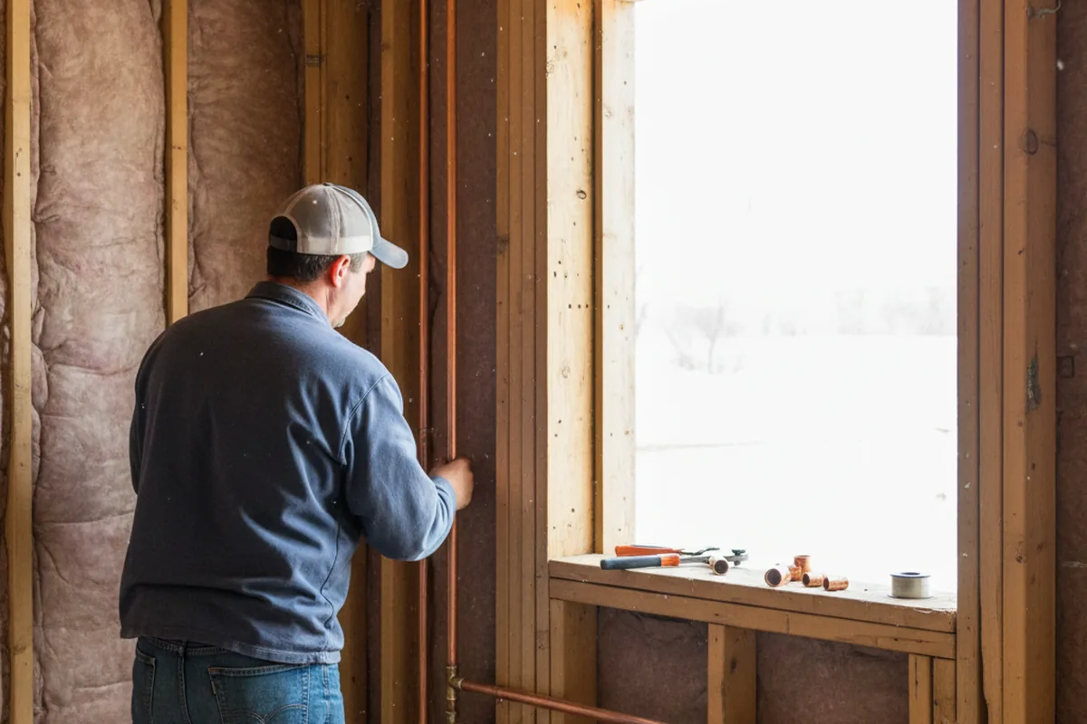 Licensed plumber running new copper supply lines in a East Bend home